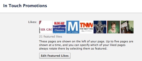Facebook Business Page Featured Likes are listed in your Edit Page page