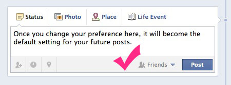 You change the default Facebook privacy settings right on your new Facebook wall