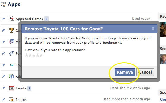 You will be asked to confirm that you want to remove the unwanted app from your Facebook profile